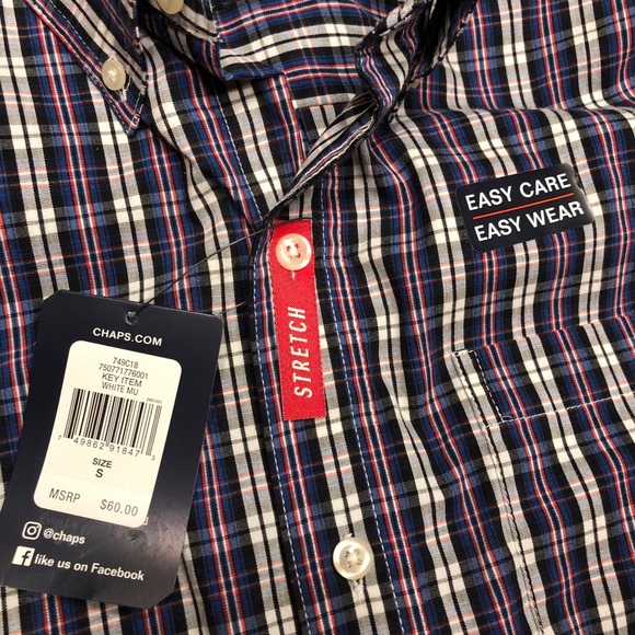 Chaps Navy Plaid Shirt - Picture 3 of 4